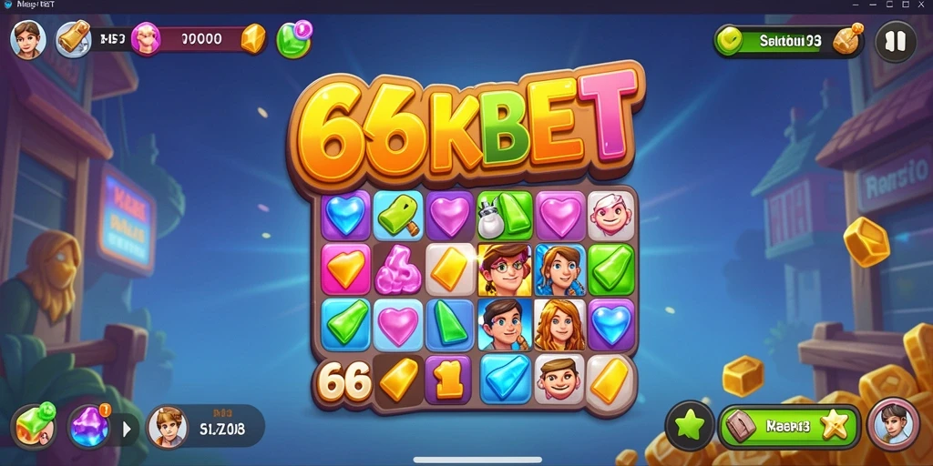 Tangkapan layar gameplay 66KBET dengan level Match-3 yang menarik.