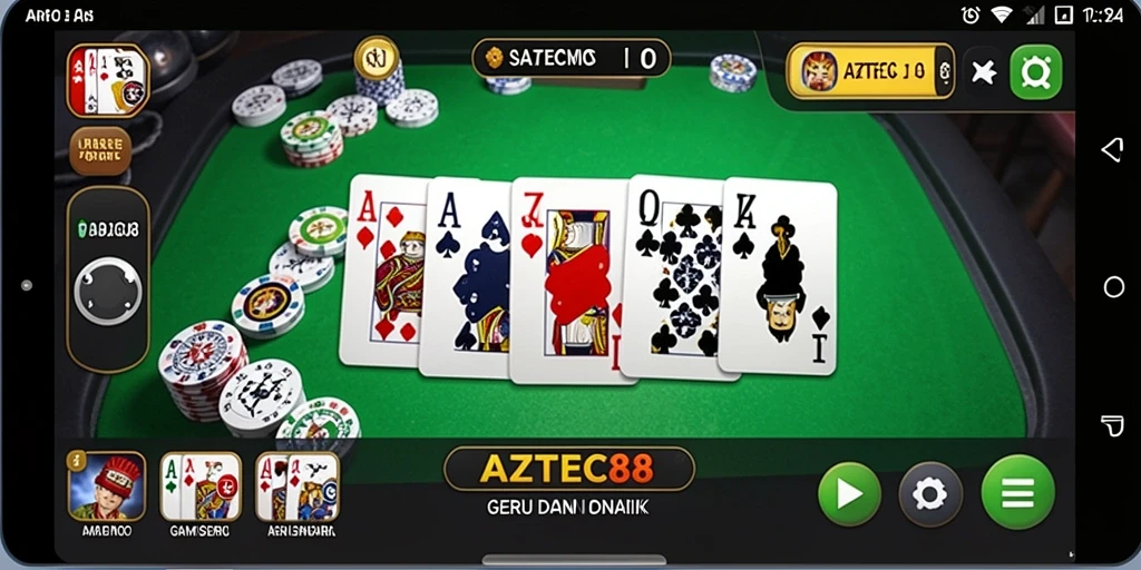Screenshot gameplay AZTEC88 yang menampilkan pertempuran domino yang seru.