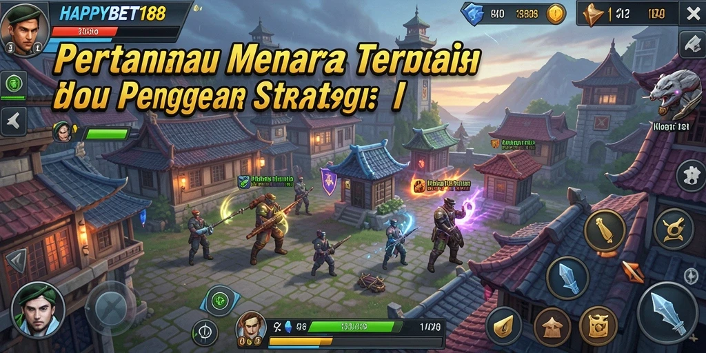 Tampilan gameplay seru dari HAPPYBET188 dengan menara dan musuh yang bervariasi.