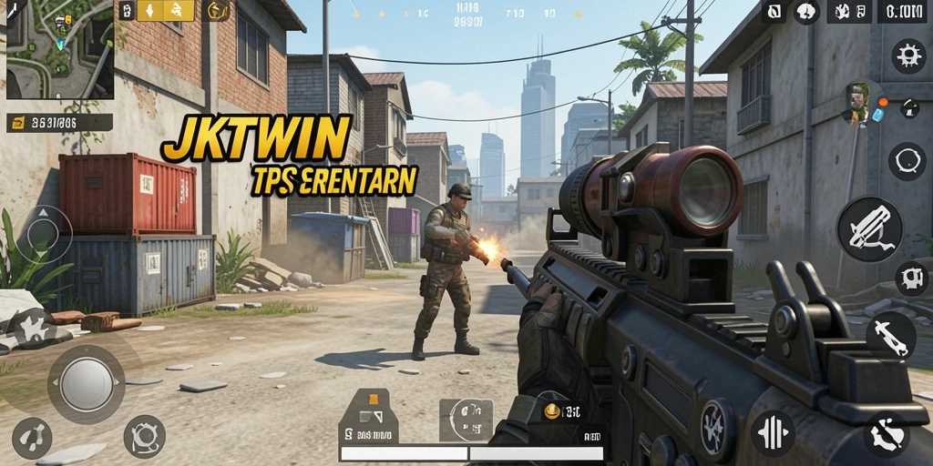 Tampilan gameplay JKTWIN dengan pertarungan yang intens dan grafis menawan.