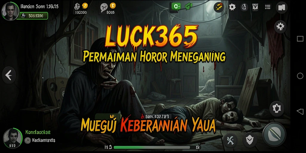 Tampilan gameplay <strong>LUCK365</strong> yang menakutkan dengan atmosfer mencekam.