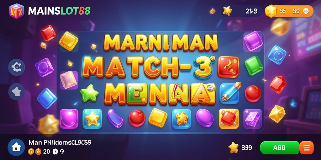Tampilan gameplay seru di MAINSLOT88 dengan elemen Match-3.