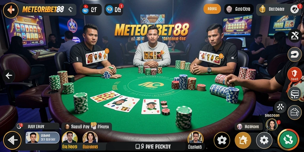 Tampilan screenshot METEORBET88 menampilkan permainan Poker yang seru dan interaktif.