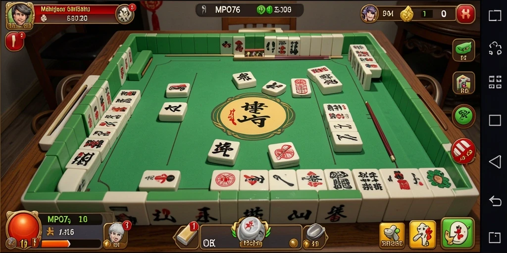 Tampilan gameplay seru dari MPO76 dengan elemen Mahjong yang menarik.
