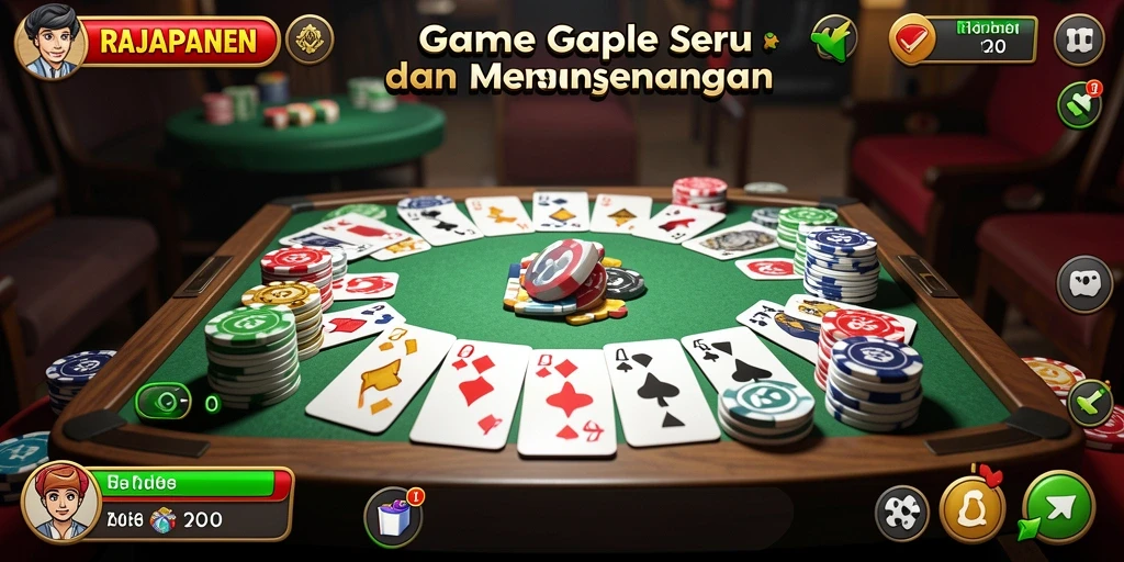 Tampilan screenshot utama RAJAPANEN saat bermain Gaple yang menegangkan.