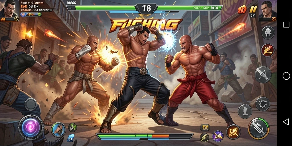 Screenshot gameplay RR666 menampilkan pertarungan seru antara karakter-karakter unik.