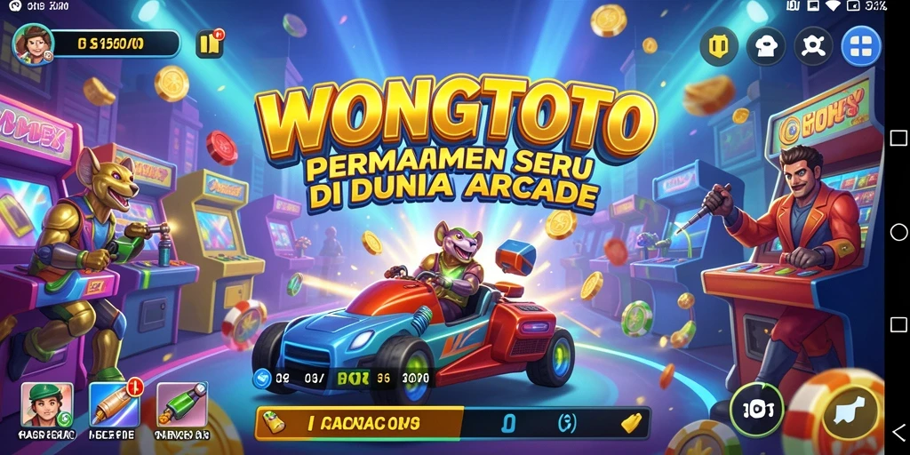 Tangkapan layar utama WONGTOTO menampilkan aksi seru dalam permainan arcade.