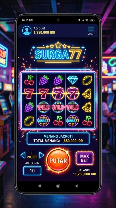 Screenshot aplikasi surga77 dengan berbagai pilihan aplikasi.